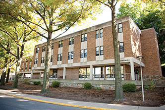 Outside the Centennial 1 complex on a sunny day